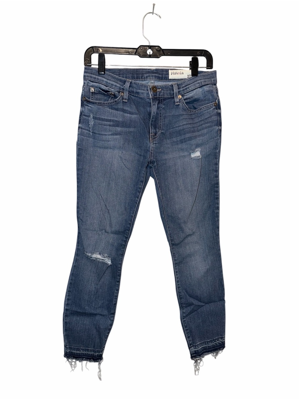 Pistola Blue Distressed Women's Ankle Skinny Jeans - EUC